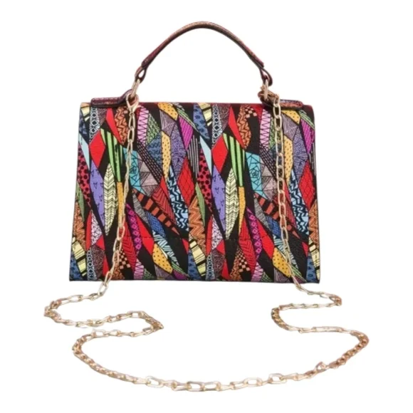 Colorful Geometric Pattern Handbag - Picture 2 of 4